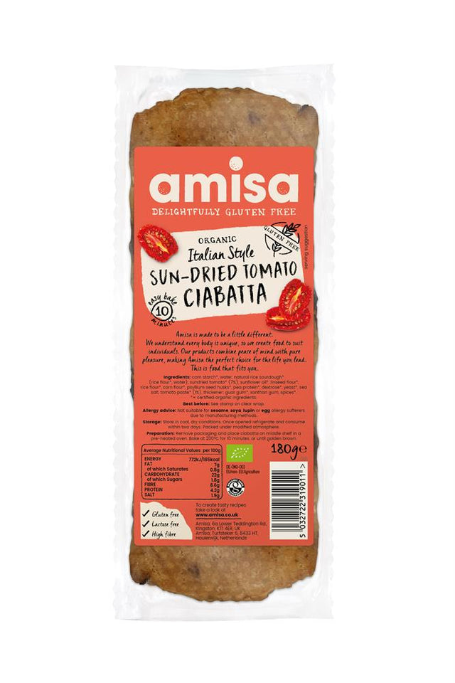 Organic Sun Tomato Ciabatta 180g - Greenlands Health Store