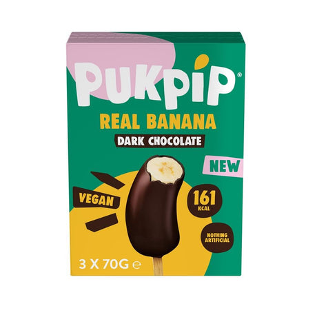 Pukpip Real Frozen Banana Dipped in Dark Chocolate 3 x 70g - Greenlands Health Store