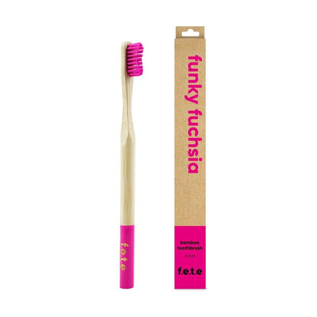 Bamboo Toothbrush Funky Fuchsia - Hot Pink Firm 1 Unit - Greenlands Health Store