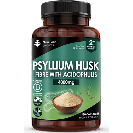 Psyllium Husk 4000mg Vegan 120 Capsules - Greenlands Health Store