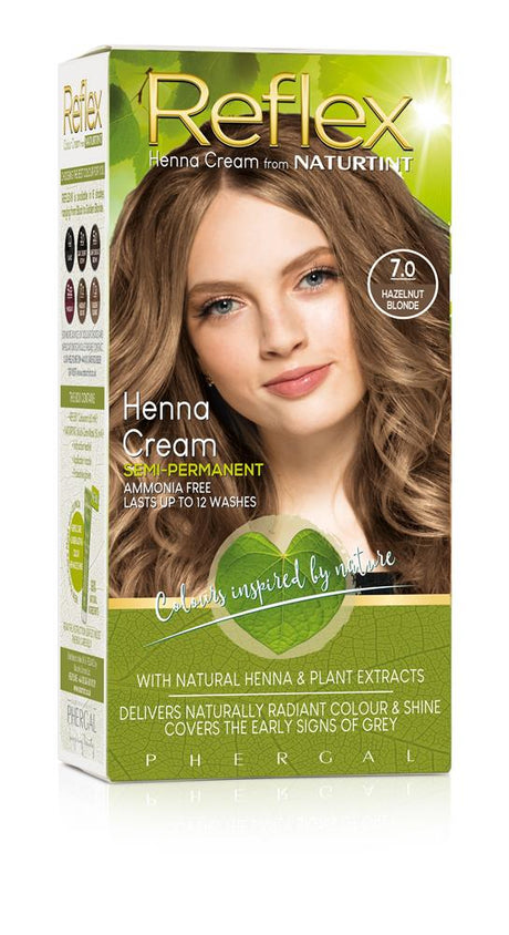 Reflex Semi - Permanent Henna Cream 7.0 Hazelnut Blonde - 110ml - Greenlands Health Store
