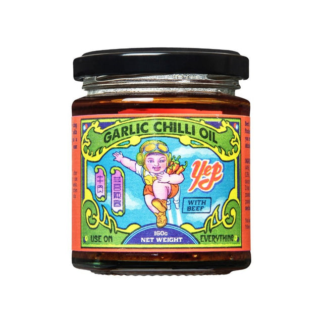 Yep Kitchen Garlic Chilli Oil with Beef Jerky 160g - Greenlands Health Store