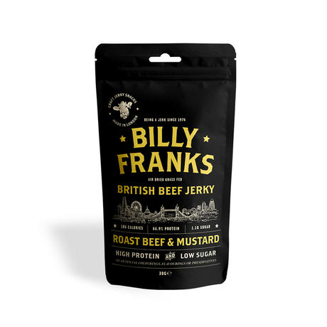 Billy Franks Gluten Free Roast Beef & Mustard Jerky 30g - Greenlands Health Store