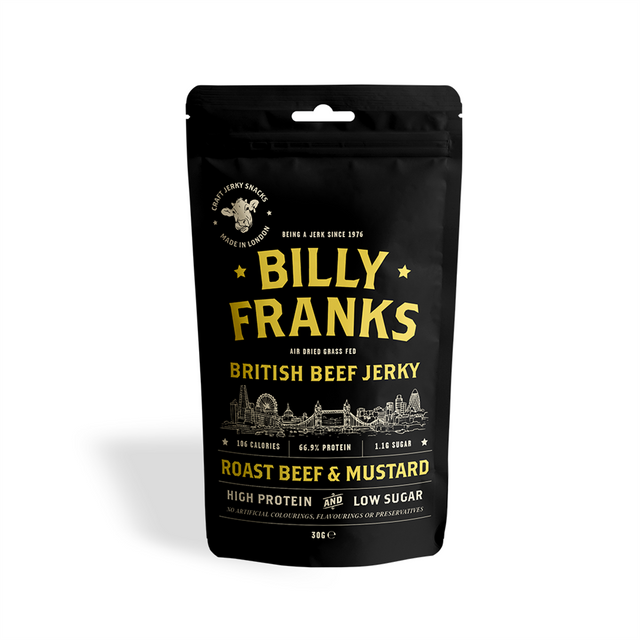 Billy Franks Gluten Free Roast Beef & Mustard Jerky 30g - Greenlands Health Store