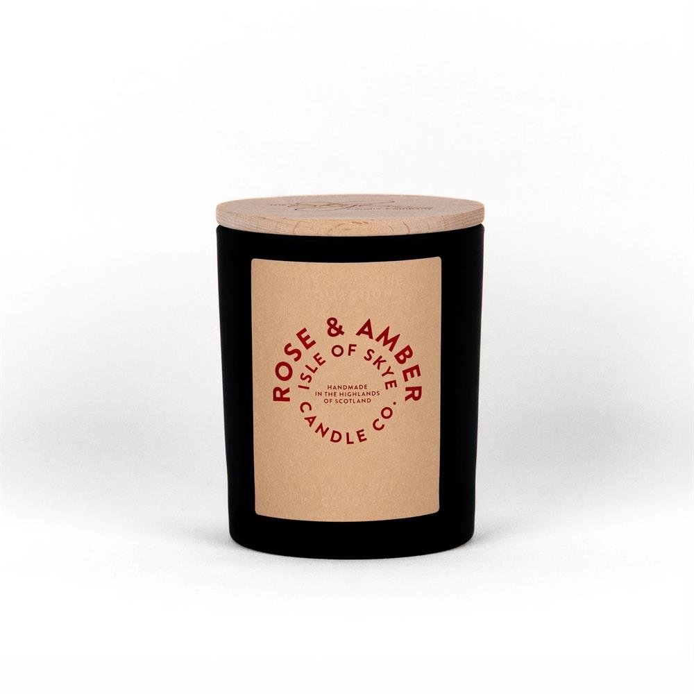 Rose & Amber Black Natural Soy Wax Candle 9.5cm x 8cm x 8cm - Greenlands Health Store