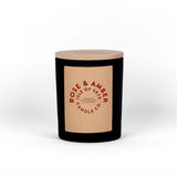 Rose & Amber Black Natural Soy Wax Candle 9.5cm x 8cm x 8cm - Greenlands Health Store