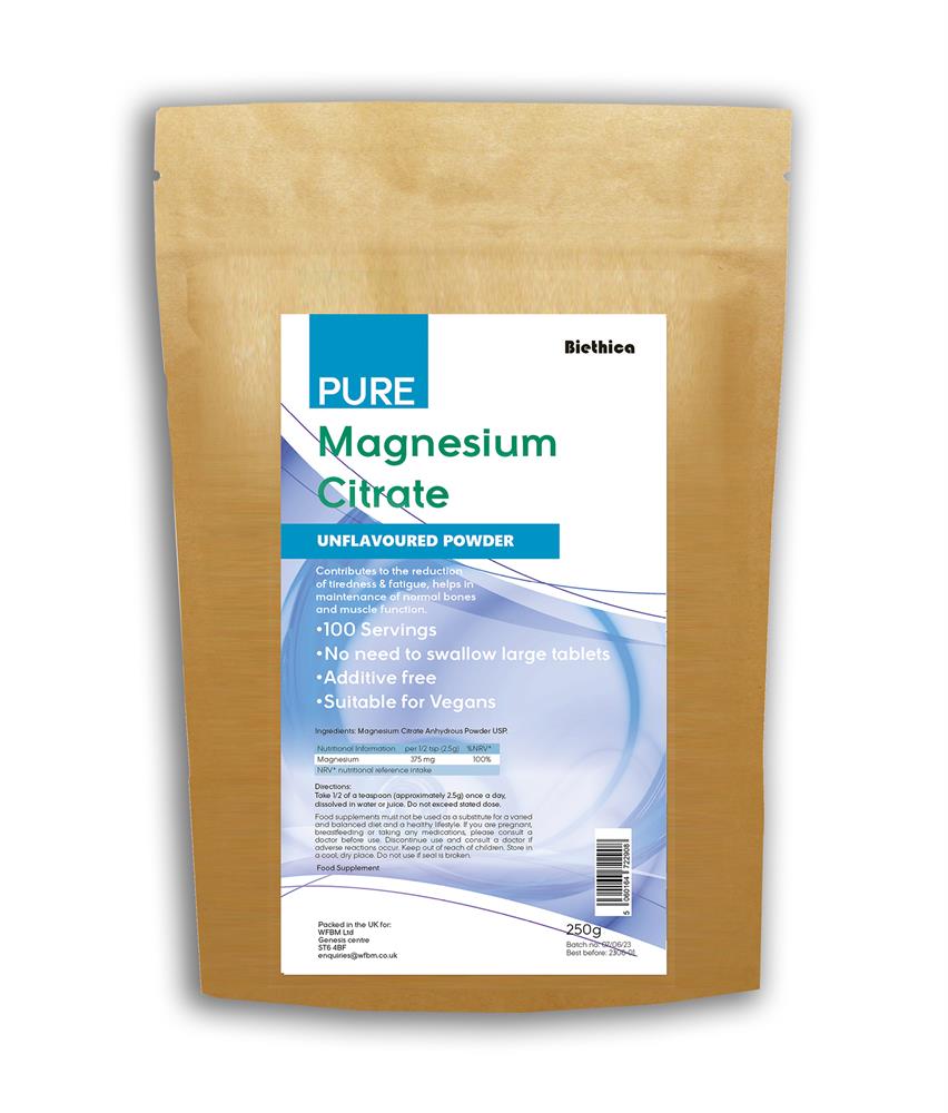 Biethica Magnesium Citrate Powder 250g - Greenlands Health Store