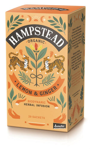 Organic Lemon Ginger 20 Tea Bags - Greenlands Health Store