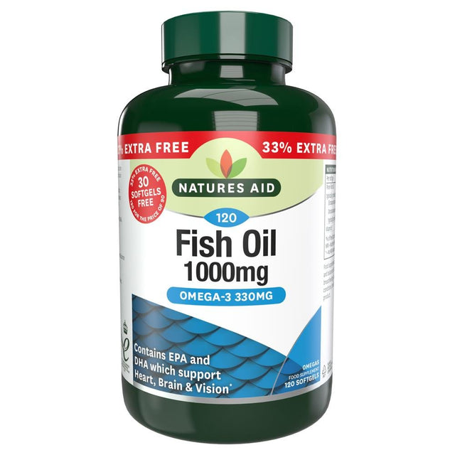 Fish Oil - 1000mg (Omega - 3 Rich) - 90 + 33% EXTRA FILL - Greenlands Health Store