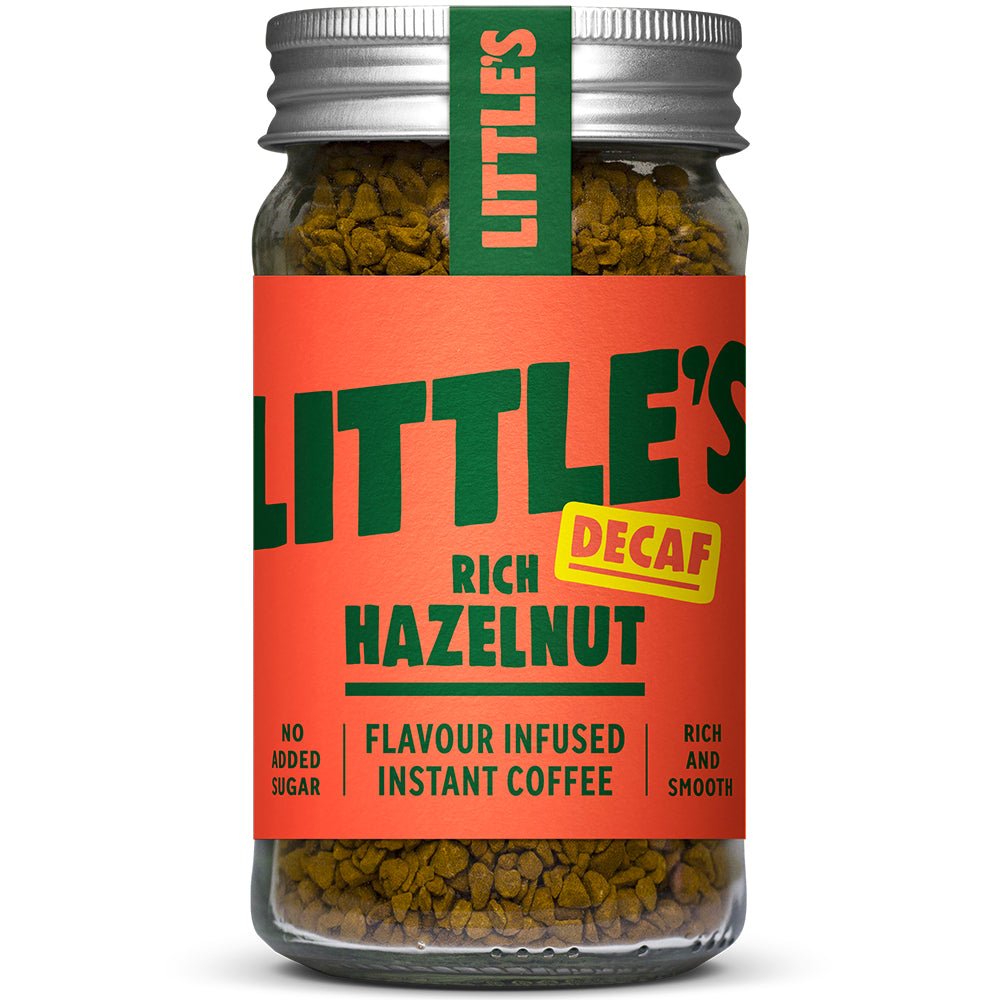 Decaf Instant coffee infused with the taste of rich hazelnut 50g - Greenlands Health Store
