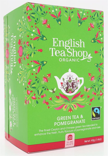 Green Tea & Pomegranate - 20 Tea Bag Sachets - Greenlands Health Store