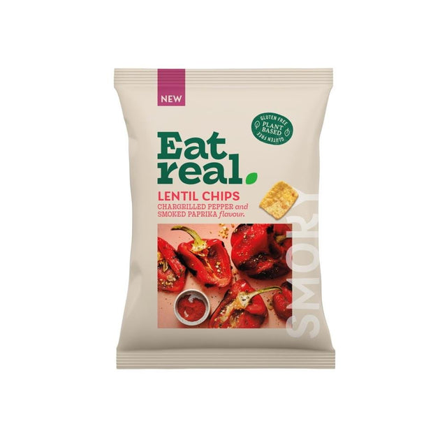 Eat Real Lentil Chips Chargrilled Red Pepper 95g - Greenlands Health Store