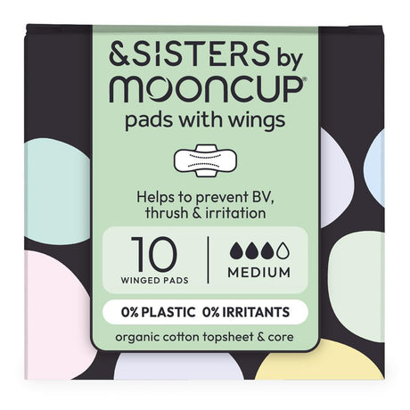 Organic Cotton Pads With Wings | Medium Absorbency | (10 pack) - Greenlands Health Store