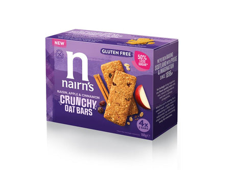 Nairn's Gluten Free Raisin Apple & Cinnamon Crunchy Oat Bars 160g - Greenlands Health Store