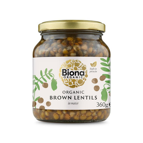 Organic Brown Lentils in Glass Jars 360g - Greenlands Health Store