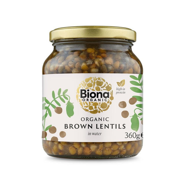 Organic Brown Lentils in Glass Jars 360g - Greenlands Health Store