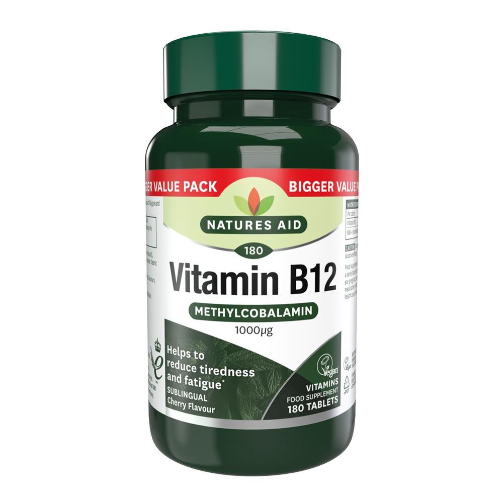 Vitamin B12 1000ug (Sublingual) - Cherry Flavour 180 tablets - Greenlands Health Store