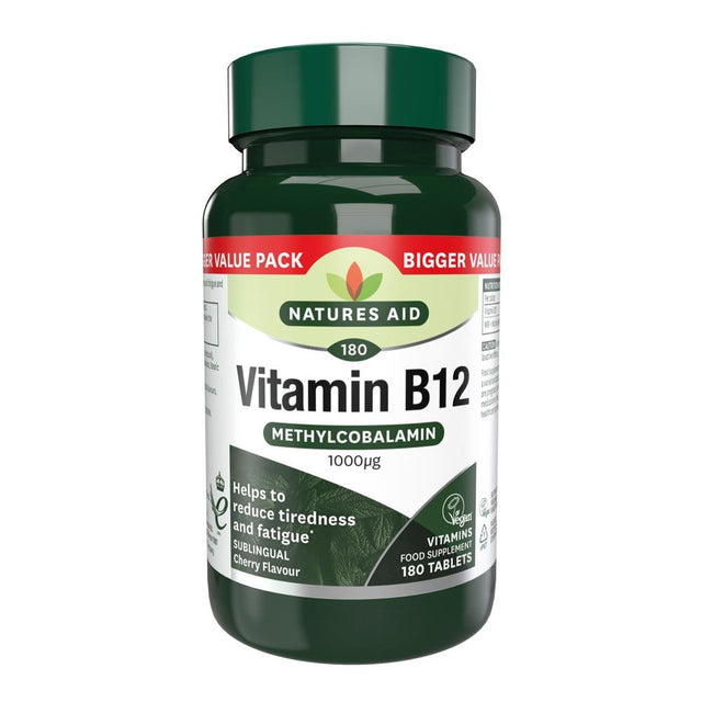 Vitamin B12 1000ug (Sublingual) - Cherry Flavour 180 tablets - Greenlands Health Store