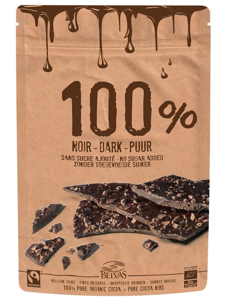 Belgian Thins Dark 100% with Pure Cacao Nibs 80g - Greenlands Health Store