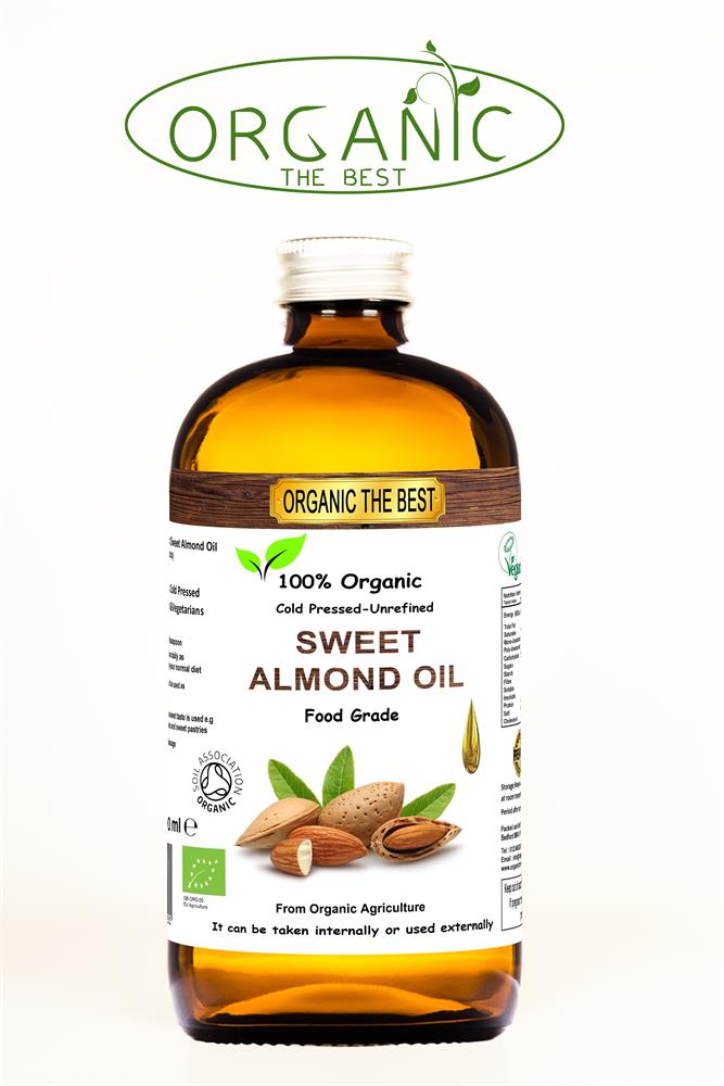 Organic Sweet Almond Oil 240 ML Cold Pressed Unrefined Certified - Greenlands Health Store
