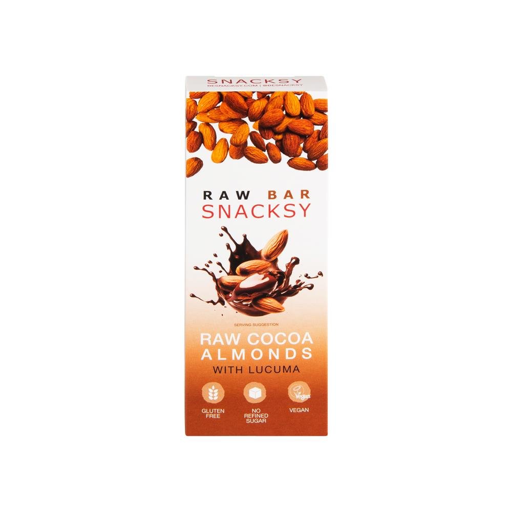 Snacksy Raw Chocolate Alternative Almonds with Lucuma Bar 40g - Greenlands Health Store