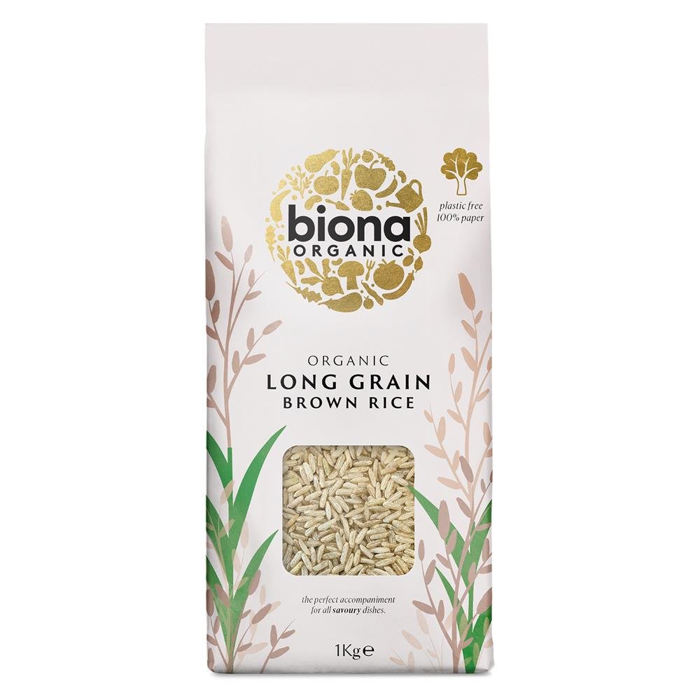 Biona Organic Long Grain Brown Rice 1kg - Greenlands Health Store
