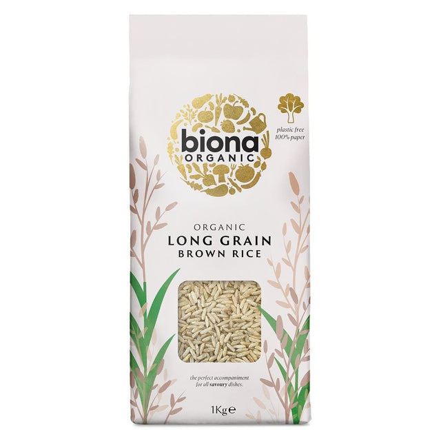 Biona Organic Long Grain Brown Rice 1kg - Greenlands Health Store