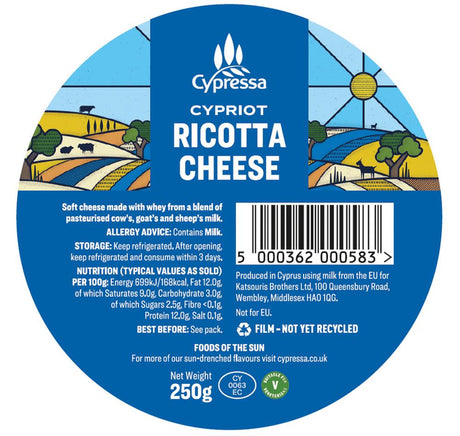 Cypressa Cypriot Ricotta 250g - Greenlands Health Store