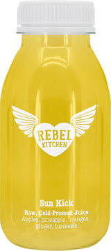 Rebel Kitchen Raw Juice Sun Kick 250ml made in Kent UK - Greenlands Health Store