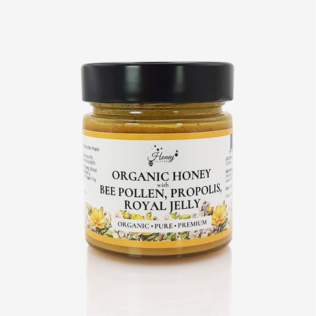 Organic Honey with Bee Pollen Propolis Royal Jelly 300g - Greenlands Health Store