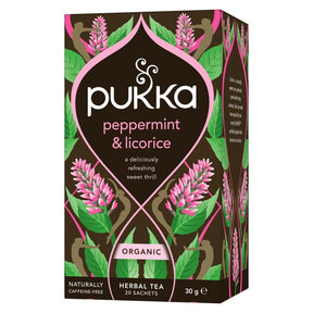 Peppermint & Licorice 20 organic herbal tea sachets - Greenlands Health Store