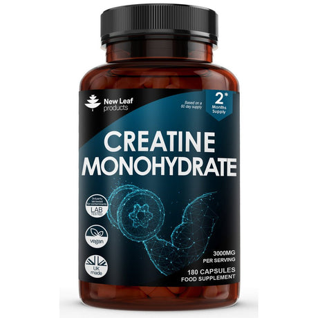 Creatine Monohydrate 3000mg 180 Vegan Capsules - Greenlands Health Store