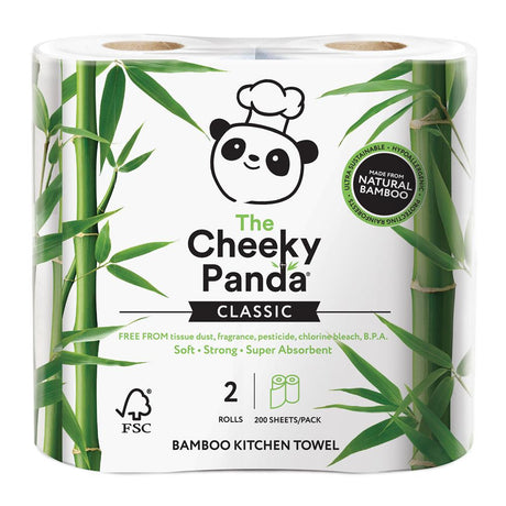 100% bamboo kitchen towel 2 rolls; 200 sheets per pack - Greenlands Health Store