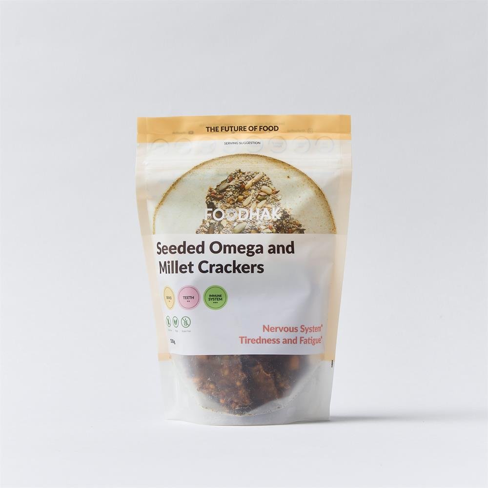 Foodhak Seeded Omega and Millet Crackers 100g - Greenlands Health Store