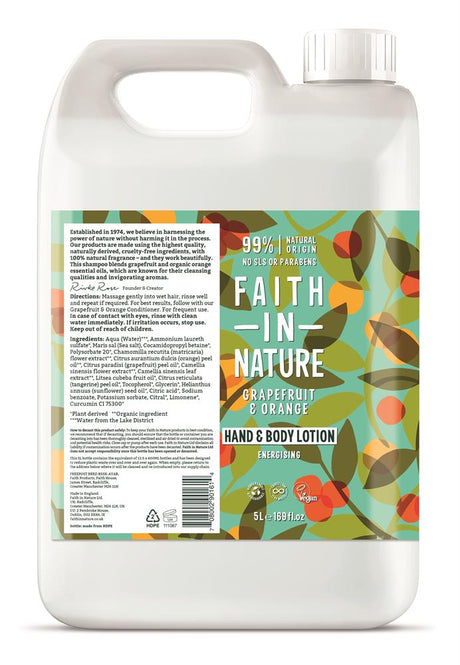 Faith in Nature Grapefruit & Orange Hand & Body Lotion 5L - Greenlands Health Store