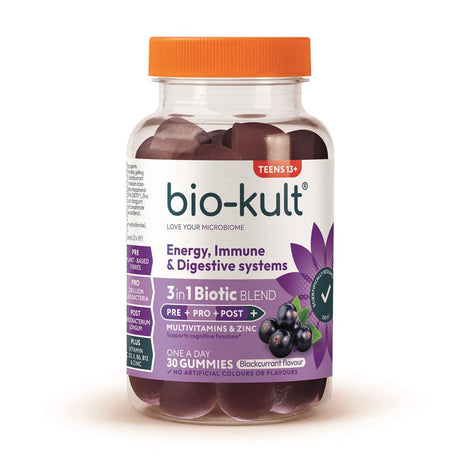 3 - in - 1 Biotic Blend Gummies for Teens. Blackcurrant Flavour. 30. - Greenlands Health Store