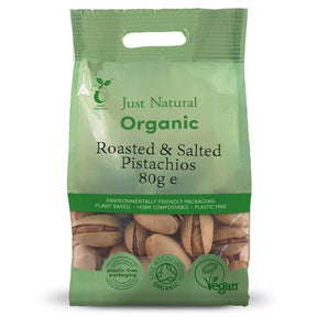 Organic Roasted & Salted Pistachios in Shell 80g - Greenlands Health Store