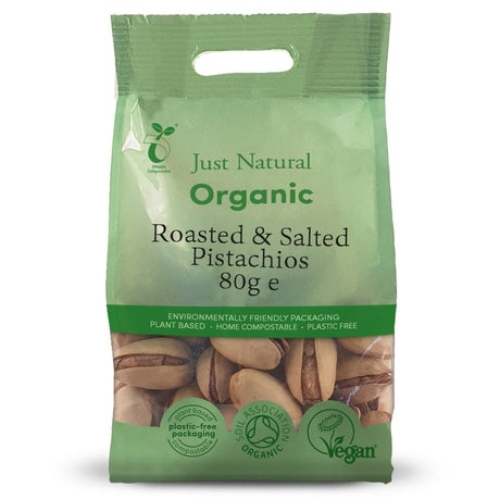 Organic Roasted & Salted Pistachios in Shell 80g - Greenlands Health Store