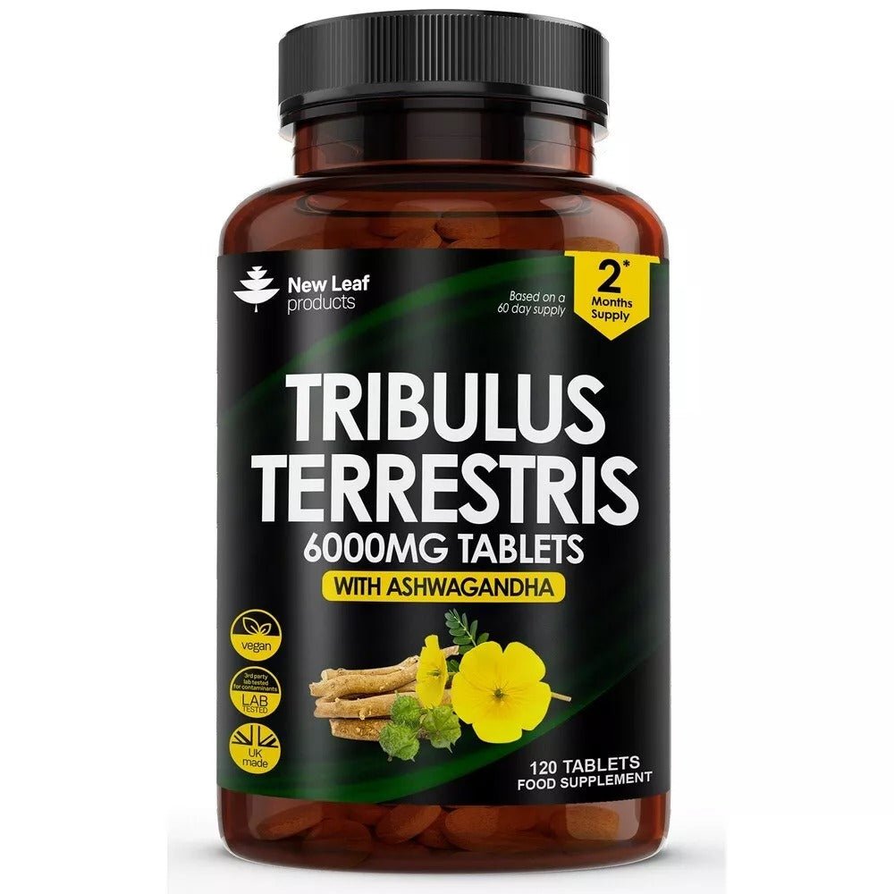 Tribulus Terrestris 6000mg Tablets + Ashwagandha 120 Vegan Tablet - Greenlands Health Store
