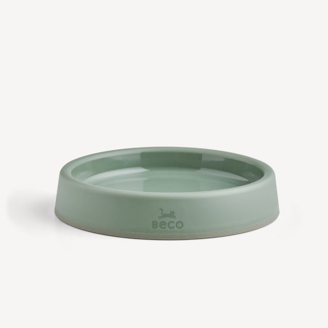 A sturdy food and water bowl for cats. Olive Green. 1 bowl - Greenlands Health Store