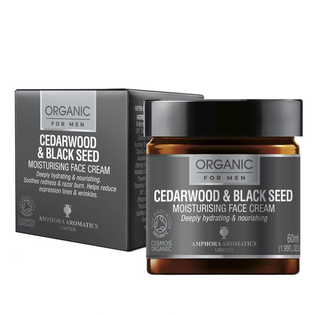 Cedarwood & Black seed Face Moisturiser For Men Organic 60ml - Greenlands Health Store