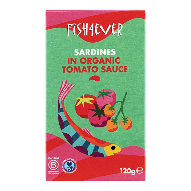 Fish4Ever Sardines in Organic Tomato Sauce 120g - Greenlands Health Store