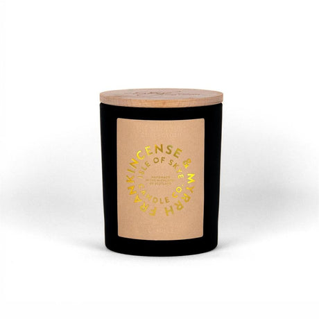 Frankincense & Myrrh Black Candle 9.5cm x 8cm x 8cm - Greenlands Health Store