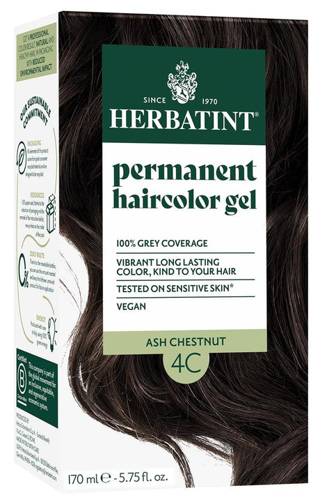 Ash Chestnut Ammonia Free hair Colour 4C 170ml - Greenlands Health Store