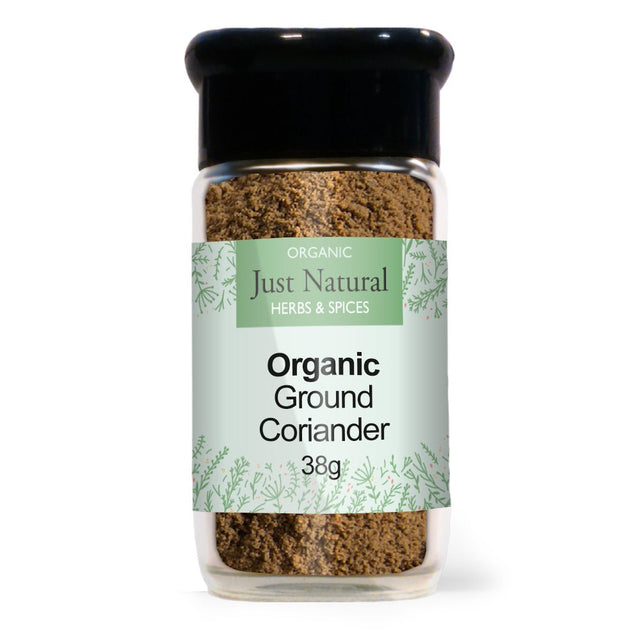 Organic Ground Coriander (Glass Jar) 38g - Greenlands Health Store