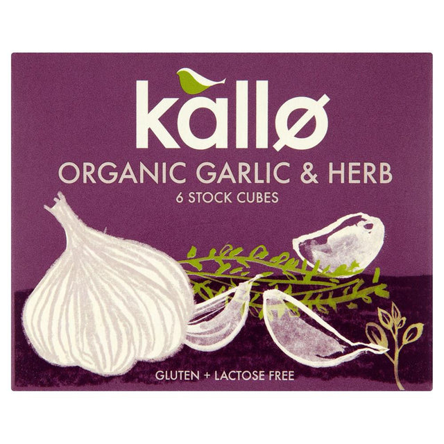 Kallo Organic Garlic & Herb Stock Cubes 66g - Greenlands Health Store