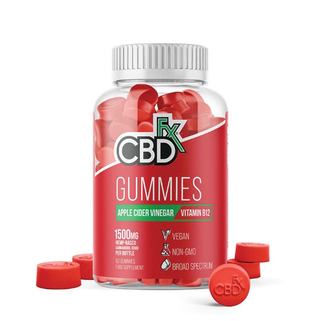 CBDfx Apple Cider Vinegar Gummies (60ct / 1500mg CBD Per Bottle) - Greenlands Health Store