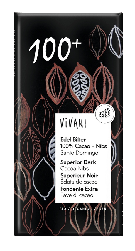 Dark 100+ Chocolate with Cocoa Nibs Vegan Organic 80g - Greenlands Health Store