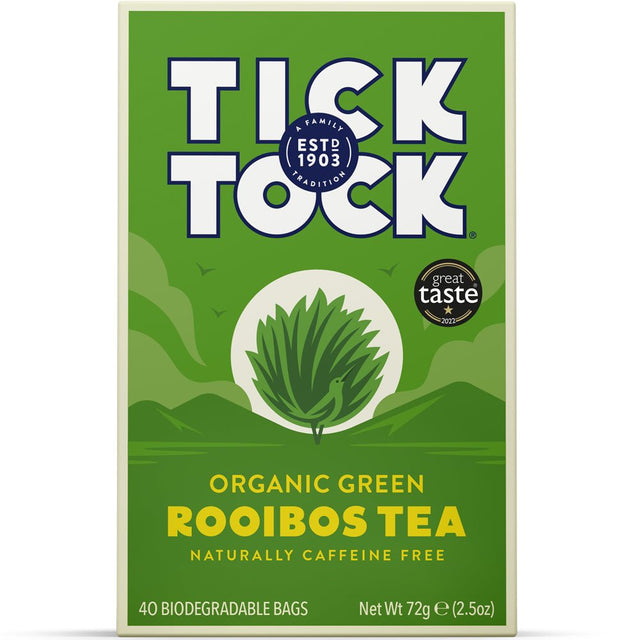 Tick Tock Organic Green Rooibos 40 tea bags - Greenlands Health Store