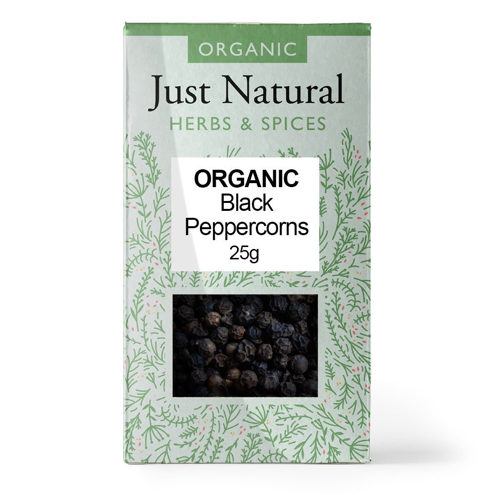 Organic Black Peppercorns (Box) 25g - Greenlands Health Store